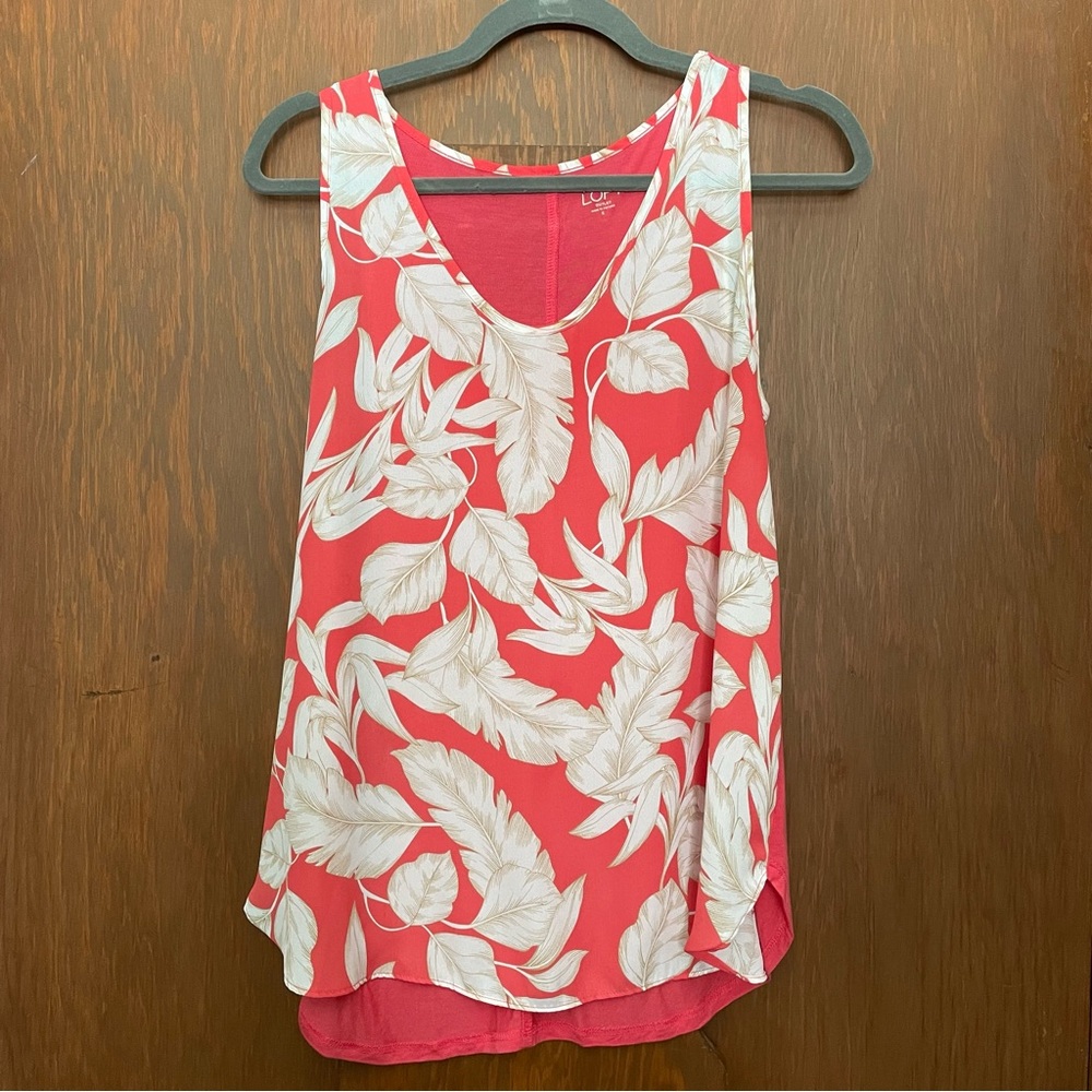 Coral Leaf Print Women's Tank Top